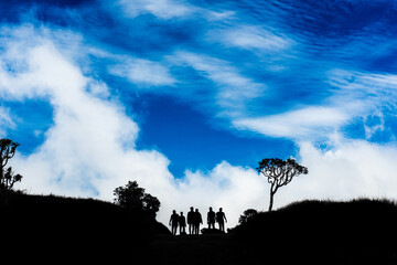 A group of hikers at a mountain top