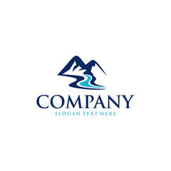 Mountain River Vector Logo Design