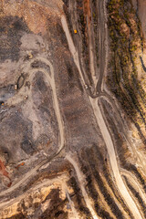 Obraz premium Roads in granite quarry from a drone