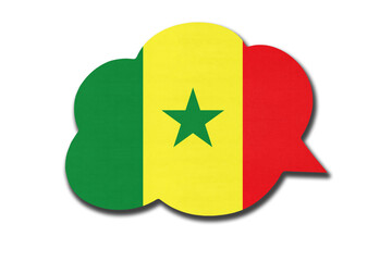 3d speech bubble with Senegalese national flag isolated on white background. Symbol of Senegal country.