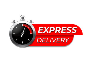 Fototapeta na wymiar Online delivery service . Shipping. Delivery icon. Express delivery label. Timer and express delivery inscription. Vector illustration 
