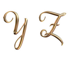 Fototapeta na wymiar 3d alphabet, golden letter Y Z