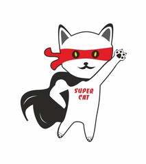 superman flies, supercat, cheerful and brave