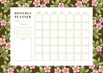 Vintage Floral Monthly Planner Template