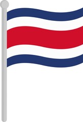 Vector illustration of the flag of Costa Rica on a pole