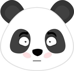 Vector emoticon illustration of the face of a cartoon panda bear with a blush on his face