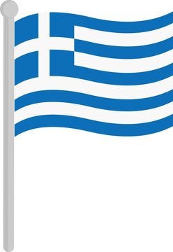 Vector illustration of the flag of greece on a pole