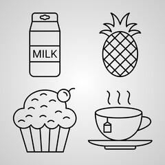 Simple Icon Set of Food Related Line Icons