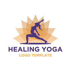 Yoga and lotus logo combination.