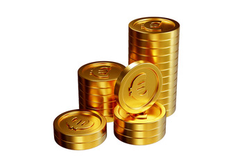 Stack of golden coins 3d rendering isolated on white background