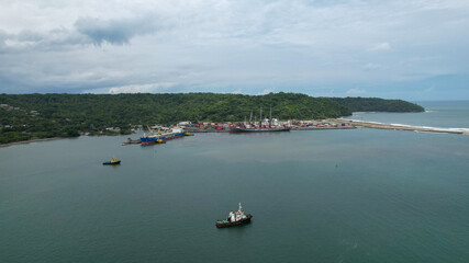 Aerial View of the port of Caldera in Puntarenas, Costa Rica