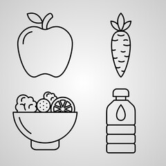  Set of Vector Line Icons of Food