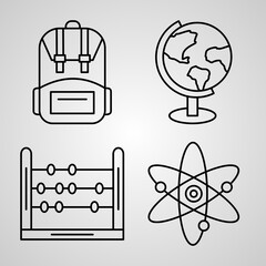 Set of Thin Line Flat Design Icons of Education And Learning