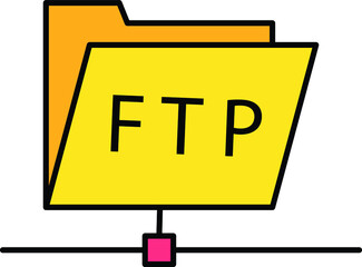 Ftp protocol concept, file data transmission over the internet upload download vector color icon design, Data Center and Web Hosting Symbol, File Transfer over Network Stock illustration