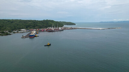 Fototapeta na wymiar Aerial View of Puerto Caldera in the pacific coast of Costa Rica