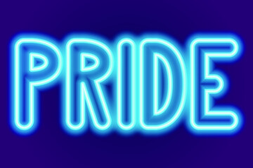 word pride neon sign for pride month. Vector illustration