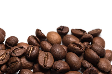 coffee beans close-up, isolate on a white background.