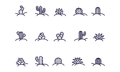Cactus icon set vector design 