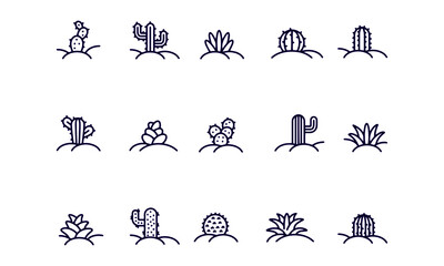 Fototapeta premium Cactus icon set vector design 
