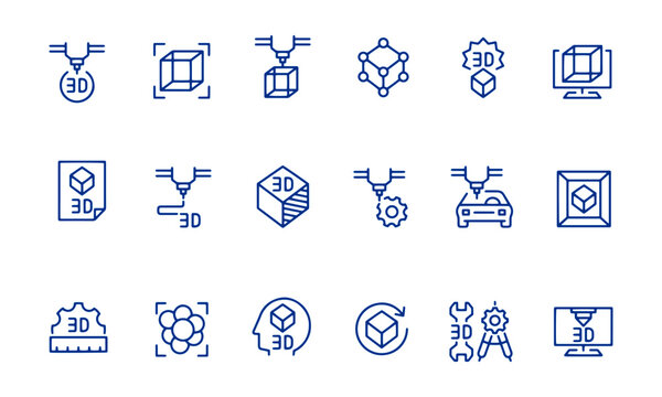  3D printing icons vector design 
