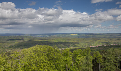 landscape with sky and clouds from the lookout tower - Hudlice, Czech republic