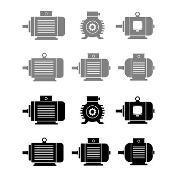Electric motor vector icons on white background