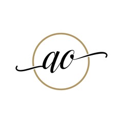 Simple stylish Initial Letter AO Logo designs Symbol