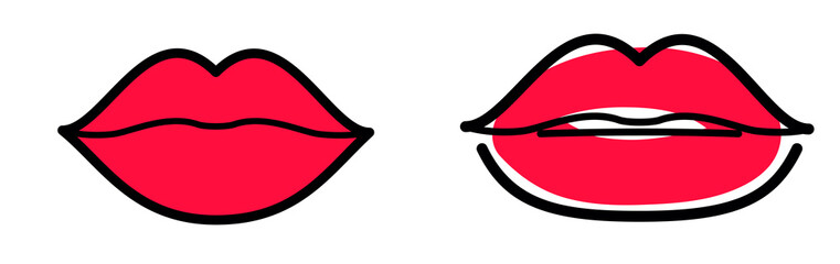 red lips linear icon