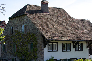Old medieval buildings at Zurich Witikon. Photo taken May 28th, 2021, Zurich, Switzerland.