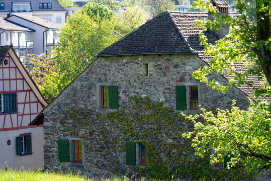 Old medieval buildings at Zurich Witikon. Photo taken May 28th, 2021, Zurich, Switzerland.