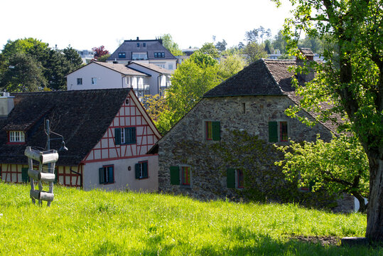 Old medieval buildings at Zurich Witikon. Photo taken May 28th, 2021, Zurich, Switzerland.