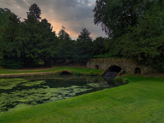 wonderful english garden outside the city in the summer