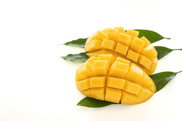 fresh ripe barracuda mangoes fruit isolated, in Thailand is called Nam Dok Mai