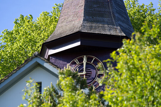Old protestant church of Zurich Witikon on a hill at springtime. Photo taken May 28th, 2021, Zurich, Switzerland.