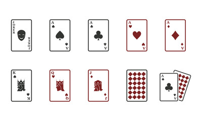 Set poker cards for icons or for your project. flat vector