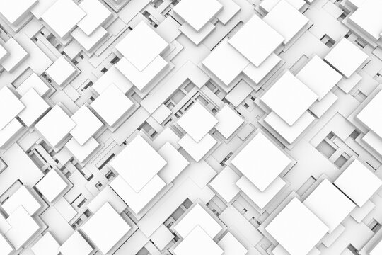 White 3d structural block network for interior architecture wallpaper and background.3d illustration and rendering © Digital technology 