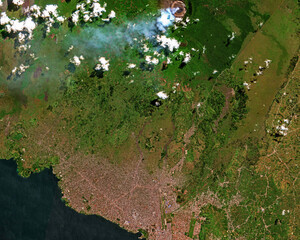 Satellite image of Goma, Democratic Republic of the Congo. Contains modified Copernicus Sentinel...