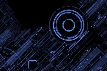 Abstract glowing blue futuristic technology background.