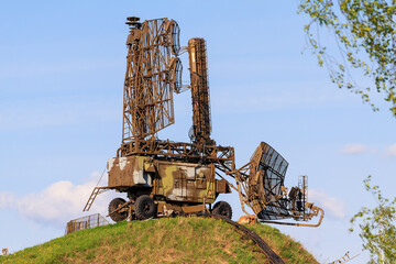 Military mobile radar on the hill