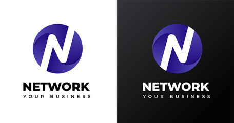 Letter initial N Logo design with circle shape