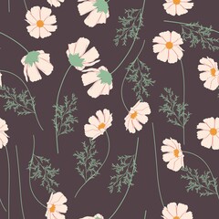Abstract wild camomile flowers seamless patterns. Design for paper, cover, fabric, interior decor and other users.