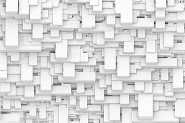 3d illustration of creative modern block structure or patterns white architect background.