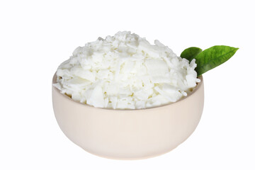soy wax for cooking candles on a white background - obrazy, fototapety, plakaty