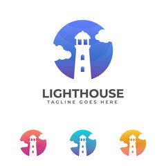 lighthouse logo template colorful modern 