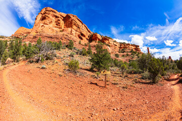 The natural beauty of the red rock sandstone in the Boynton Canyon Trail in Sedona, Arizona