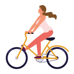 young woman riding bicycle
