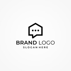 House building logo design with chat bubble design graphic vector illustration. Home talk symbol, icon, creative.
