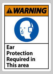 Warning Sign Ear Protection Required In This Area Symbol