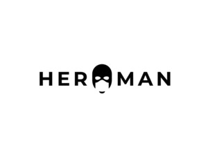 heroman wordmark with masked head as letter o 