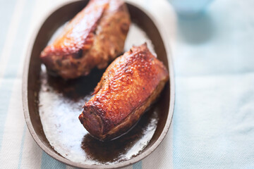 Roasted duck breasts with cranberry sauce 